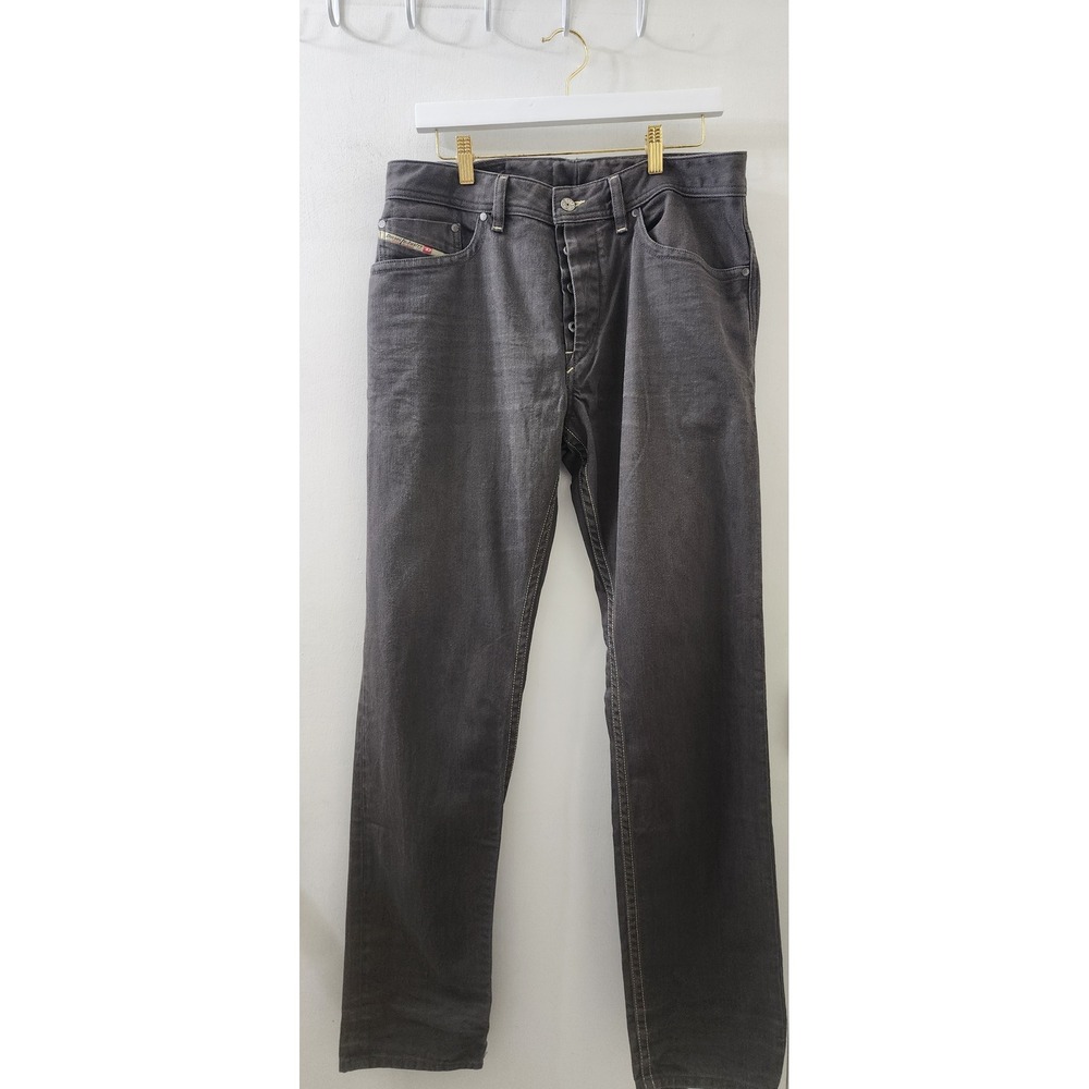 Diesel Industry Mens Straight Leg Jeans Charcoal Gray Button Fly 32x33